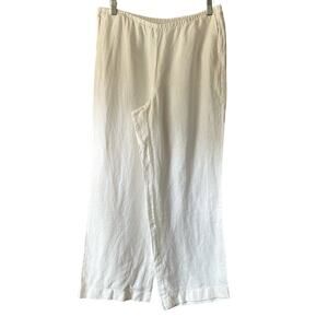 J. Jill Love Linen Women's Elastic Waist Wide-Leg Linen Palazzo Pants White MP